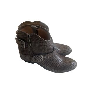 Gray Python DONALD‎ J PLINER Dalis Western Couture Side Zip Ankle Boots  9,5